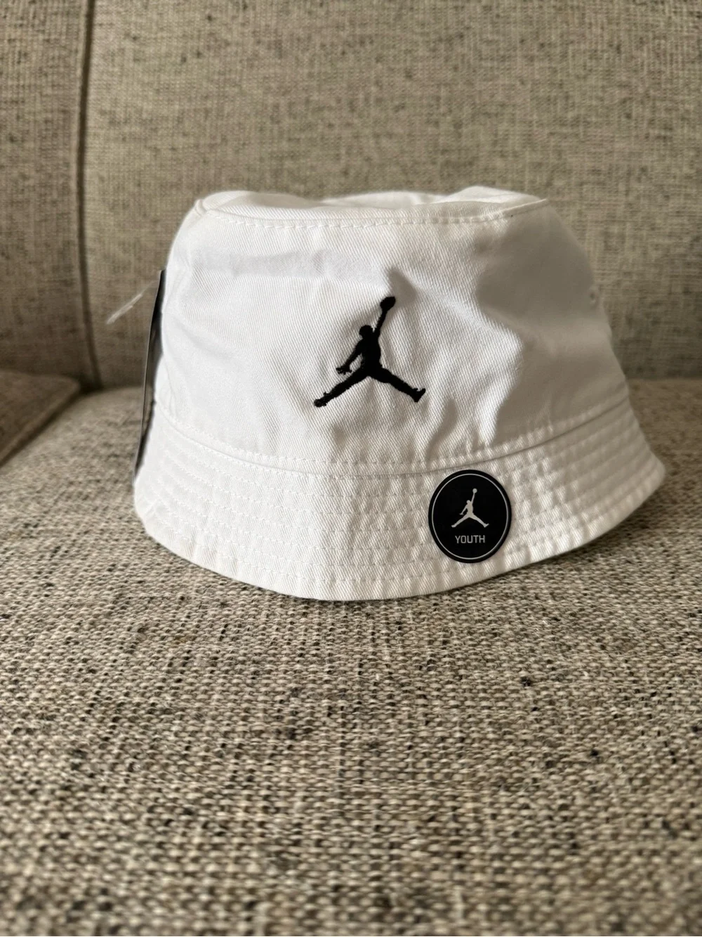 Jordan White Bucket Hat with Black Jumpman